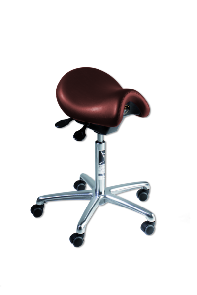 Bambach Sattelsitz in der Größe M Bezug in der Farbe aubergine mit Standard-Rollen für weiche Böden Ausführung Cutaway mit Rückenlehne