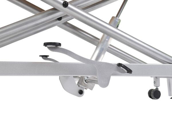 Hydraulische Behandlungsliege Eco Fresh 2.0 mit den Farben (für Bezug & Gestell) grasgrün silber mit Einsatz für Nasenschlitz ohne Rundumschaltung mit Armauflagen