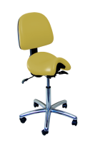 Bambach Sattelsitz in der Größe M Standard Standardrollen für weiche Böden Bezug Farbe beach yellow mit Rückenlehne