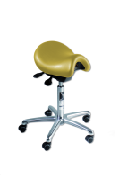 Bambach Sattelsitz in der Größe S Standard mit Standard-Rollen für weiche Böden Bezug Farbe beach yellow mit Armlehne lang & mit Rückenlehne