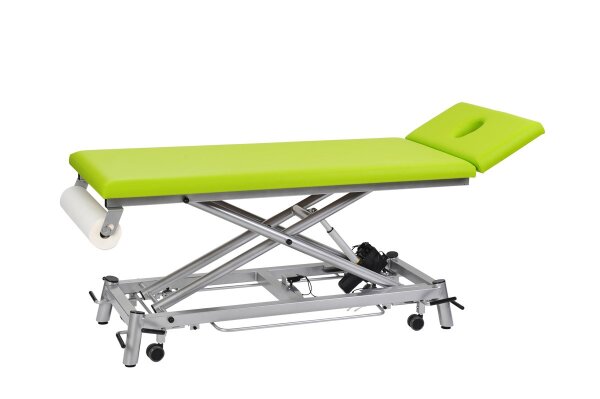 Elektrische Therapieliege Eco Fresh 2.0 in den Farben (für Bezug & Gestell) grasgrün anthrazit mit Einsatz für Nasenschlitz mit Rundumschaltung mit Armauflagen